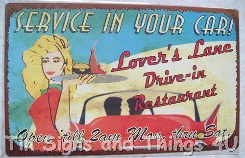   SIGN wall decor diner vtg kitchen drive in car 1950s metal OHW  