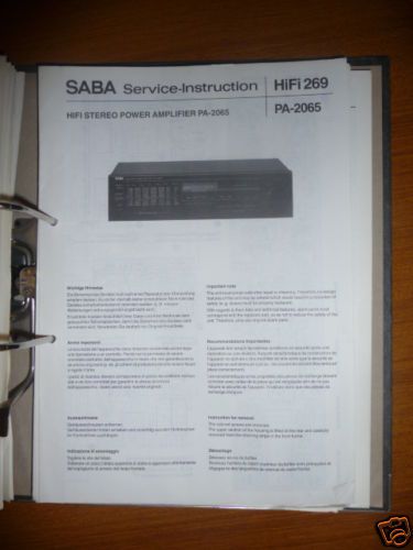 Service Manual für Saba PA 2065 Amplifier,ORIGINAL  
