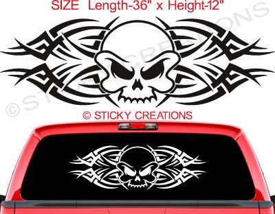 105 01 SKULL Back Rear Window Stickers Decal Graphic  