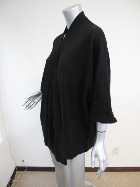 James Perse Black 3/4 Sleeve Draped Oversized Cashmere Sweater 0/S 