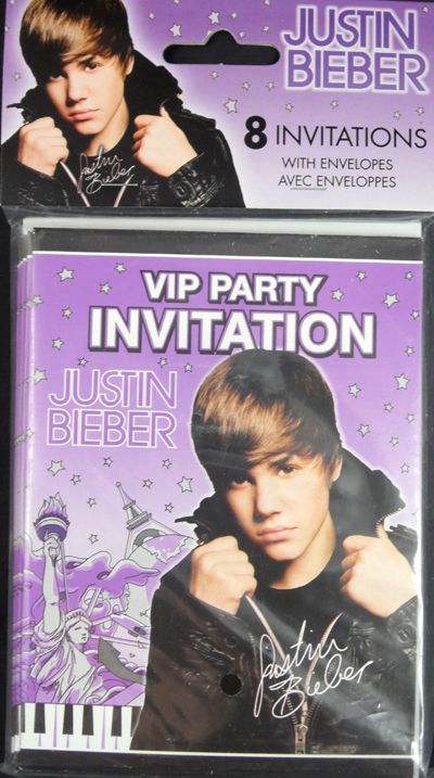 NEW Justin Bieber Birthday VIP Party Invitations 8 Pack  