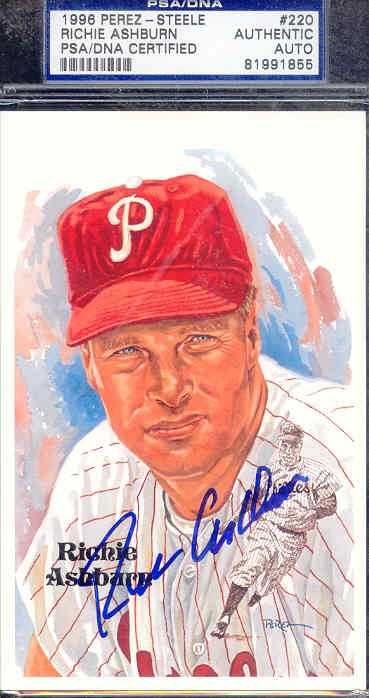 RICHIE ASHBURN AUTOGRAPH 1996 PEREZ STEELE PSA/DNA  