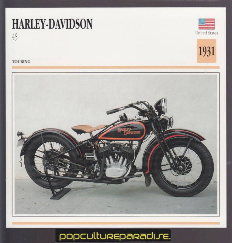 1931 HARLEY DAVIDSON MODEL 45 Atlas Motorcycle CARD  