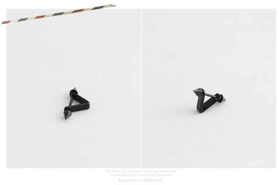   Shiny Key Style Triangle Single Piercing Black Earrings + Gift Box