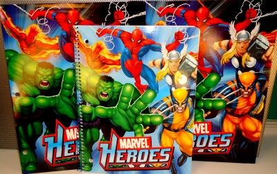   Thor Wolverine Spider Man School Supplies Notebook +2 Folders  