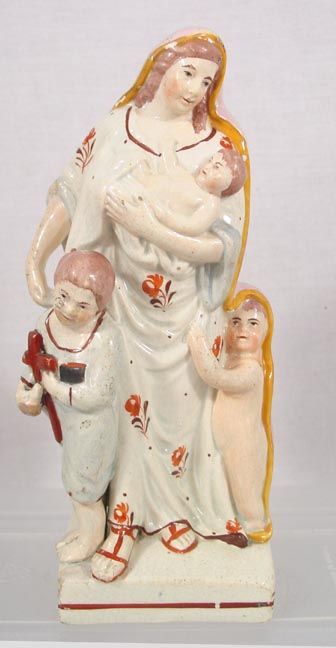 OLD STAFFORDSHIRE CHARITY FIGURE MOTHER & CHILDREN c1780s  