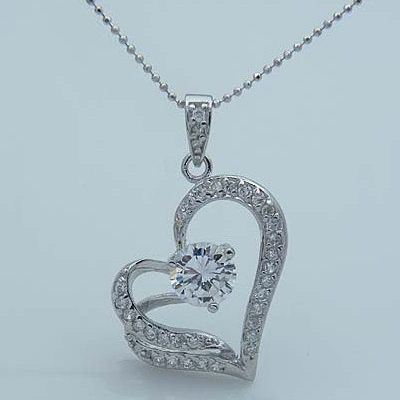 H4288 New Fashion Jewelry Womens Crystal Heart Shaped Pendant 
