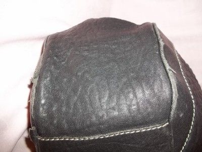 DOLCE & GABBANA Large Black Leather & Silver Detailed Hobo Handbag 
