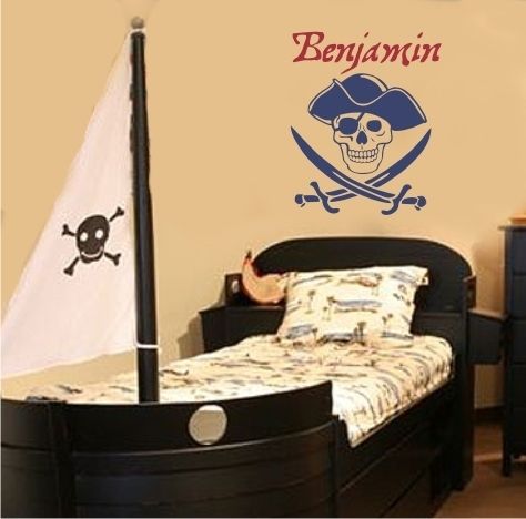 Pirate Skull Personalized Vinyl Decal Wall Sticker    
