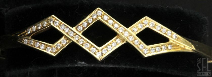 HEAVY 18K GOLD ITALY YELLOW GOLD 0.52CT VS DIAMOND BANGLE BRACELET 