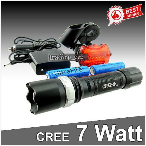   LED Zoomable Bike Bicycle Head Light +Rear Zoom Flashlight Torch SET