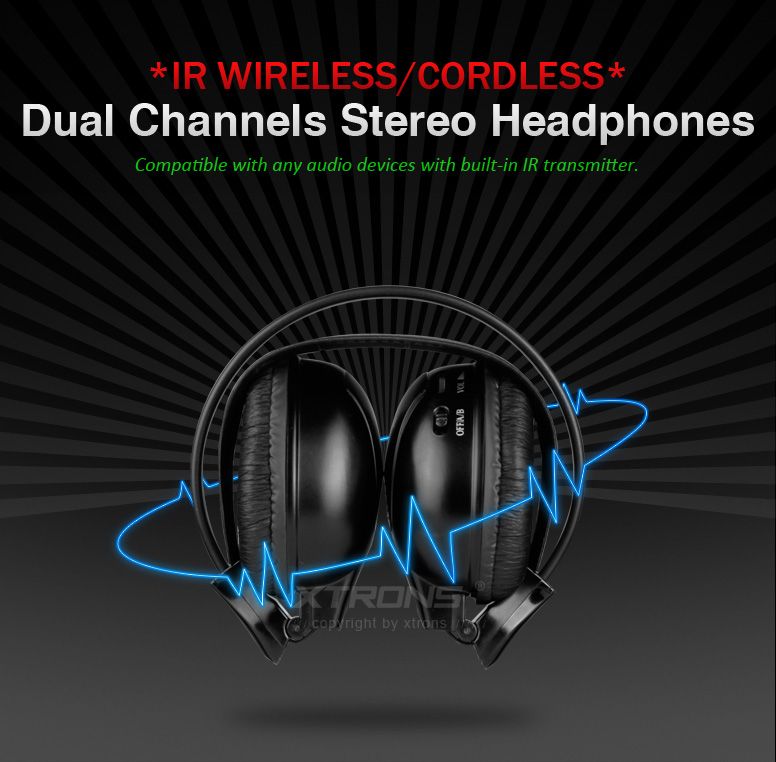 Dual Channel Infrared Wireless IR Foldable Headphones  