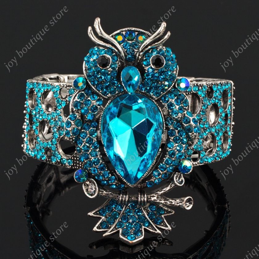   crystal owl night bird stretch Elastic fashion jewel bracelet bangle