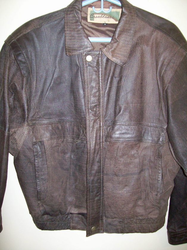 Vintage Mens Brown Leather Bomber Coat Jacket Sz Medium  