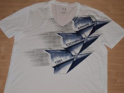 Armani Exchange Inflight V neck T Shirt White NWT  