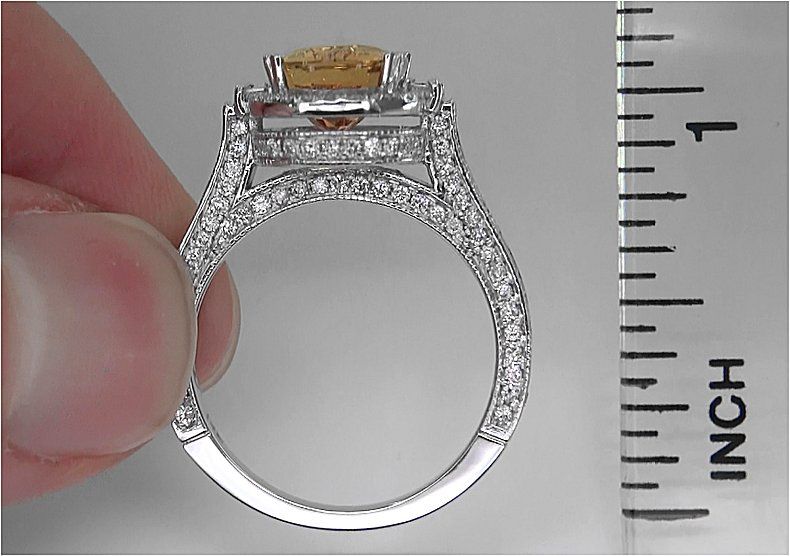 Estate 6.53 ct Natural Yellow Sapphire Diamond Engagement Ring 14k 